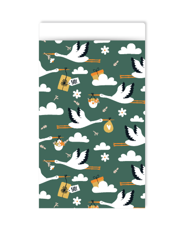 Groen geboorte cadeauzakje met mr. stork - 12x19cm