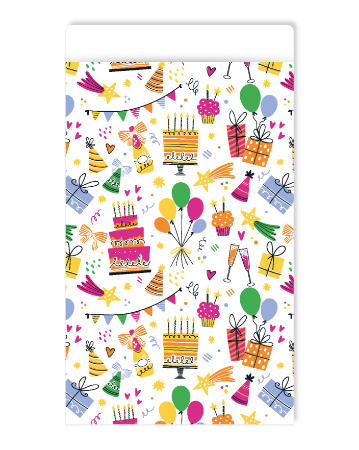 Wit cadeauzakje met birthday doodles - Verjaardagszakjes - 17x25cm