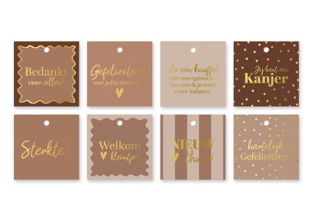 Voor jou cadeaulabels - Verjaardag labels - 8 verschillende dessins vrolijke kleuren