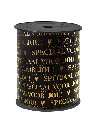Zwart cadeaulint met gouden tekst 'Speciaal voor jou' - Paperlook 10mmx150m