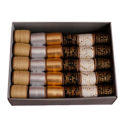 Displaybox cadeaulinten - feestdagen - Goud/zilver