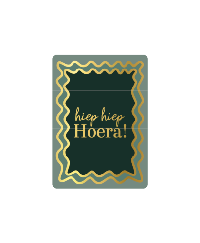 KP® Cadeaukaartjes A7 - Hiep hiep hoera (groen), 25st Groen verjaardagskaartje A7 met Hiep Hiep Hoera in goud