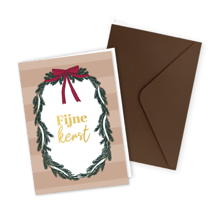 Kerstkaart met fijne kerst - Gevouwen wenskaart met envelop