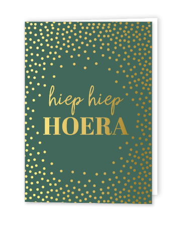 Groene verjaardagskaart met gouden stippen - Gevouwen wenskaart