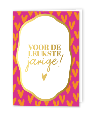 Oranje/roze wenskaart voor de jarige - Verjaardagskaart