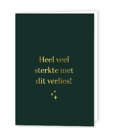 Groene rouwkaart sterkte met dit verlies - Gevouwen wenskaart