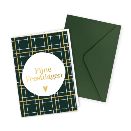 Fijne feestdagen kerstkaart met kerstruit - Gevouwen wenskaart met groene envelop