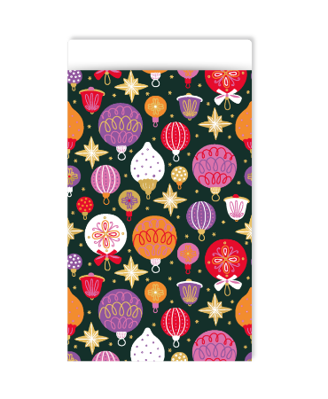 Kerst cadeauzakje met kleurrijke ornaments - 12x19cm