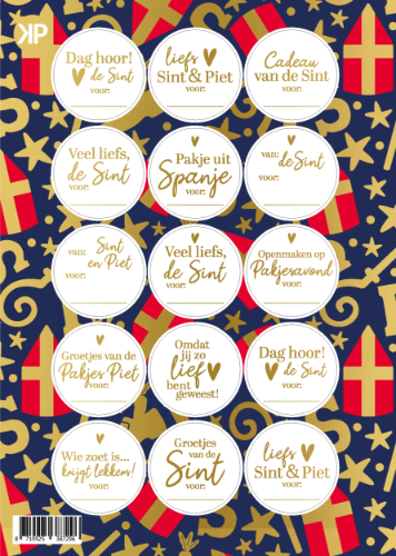 KP® A5 stickervel - Sinterklaas luxe - 25 vellen Luxe Sinterklaasstickers op A5 vel – stijlvol en feestelijk ontwerp