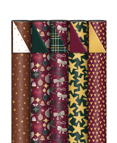 Consumentenrollen box - KP® Luxury burgundy - 70cm x 2m 50rol consumentenrollen, cadeaupapier, geschenkpapier, inpakpapier