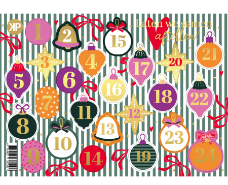 A5 Advent kalender stickervel – 24 dagen tellen tot kerst