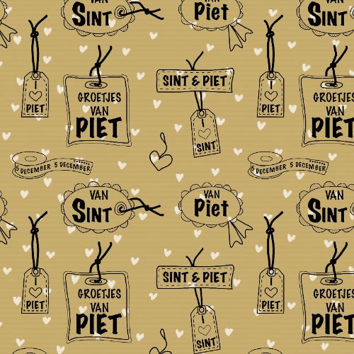 Toon details van Kraft cadeaupapier 250m - Hartelijke groet van de sint Afbeeldingen van Kraft cadeaupapier 250m - Hartelijke groet van de sint