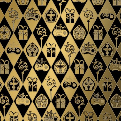 Toon details van Kraft cadeaupapier 250m - Classic sint zwart/goud Afbeeldingen van Kraft cadeaupapier 250m - Classic sint zwart/goud