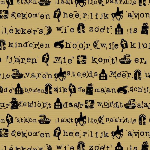 Toon details van Kraft cadeaupapier 250m - Sint stempel zwart Afbeeldingen van Kraft cadeaupapier 250m - Sint stempel zwart