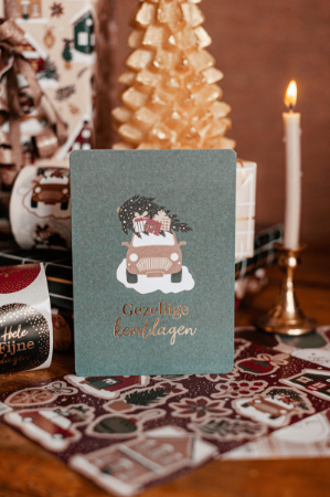 A6 wenskaart met tekst 'Gezellige kerstdagen' - feestelijke kerstgroet, set van 10 stuks