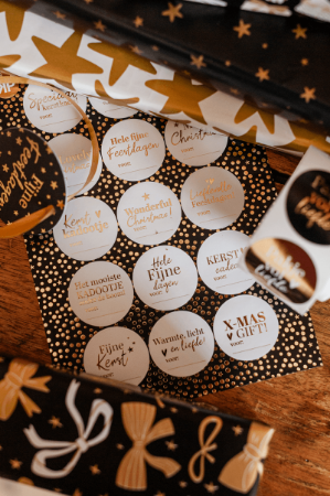 A5 Stickervel met kerst stickers – 15 stickers goud/wit