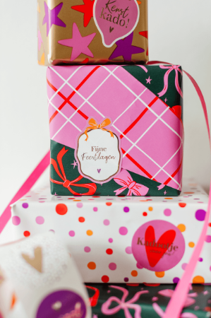 Kerst stickers ‘Fijne feestdagen’ – 4 varianten – 40x54mm