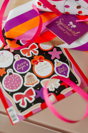 A5 Stickervel met kleurrijke kerstprints – Kerststickers 25 vellen