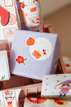 Sinterklaas sticker met Piet illustraties – 4 varianten – 38x67mm