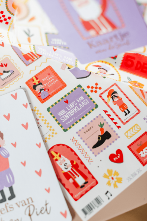 A5 Stickervel met Sinterklaas illustraties – vrolijke Sinterklaasstickers - 25 vellen