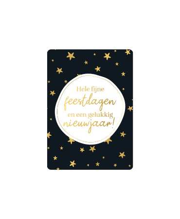 Wit Cadeaukaartje met 'Fijne feestdagen gelukkig nieuwjaar' in goud - A7 Kerstkaartje