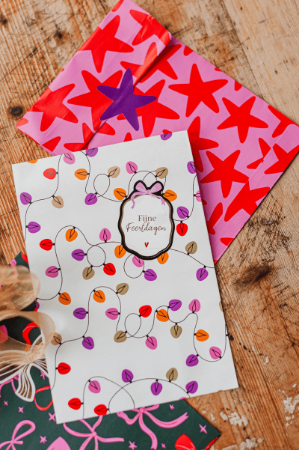 Wit Cadeauzakje met kerstlichtjes - 12x19cm