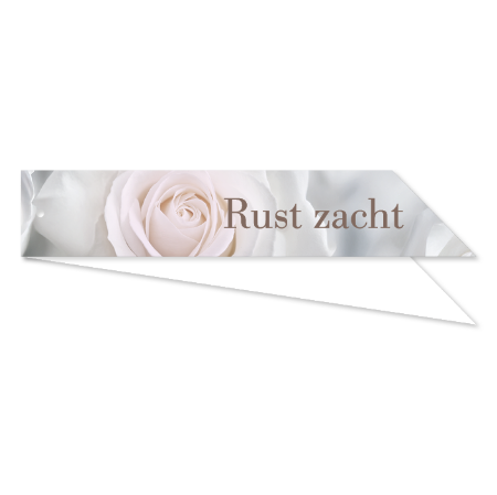 Rouwlabel 288x55mm 'rust zacht' met roze roos