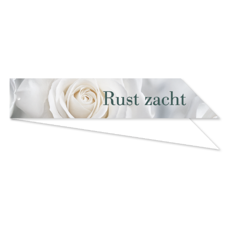 Rouwlabel 288x55mm 'Rust zacht' met witte roos