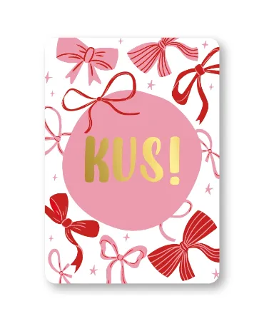 Kus wenskaart met strikjes en goudfolie