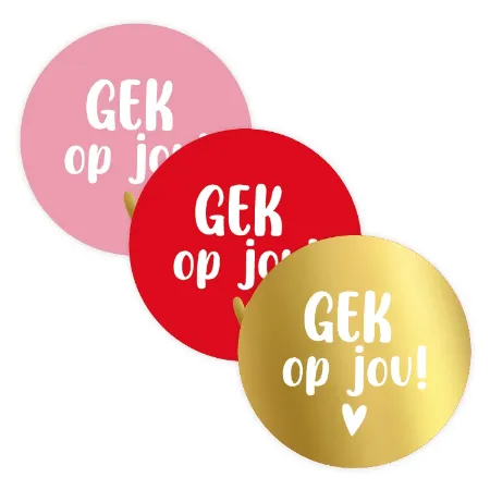 'Gek op jou' ronde stickers - D50mm