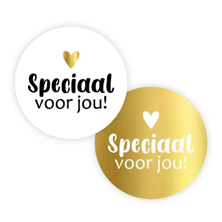 Ronde stickers en wit en goud - 'Speciaal voor jou'