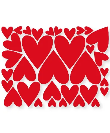 Rode hartjes raamstickers in diverse maten - Valentijn Raamstickers