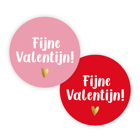 roze en rode ronde sticker met fijne valentijn