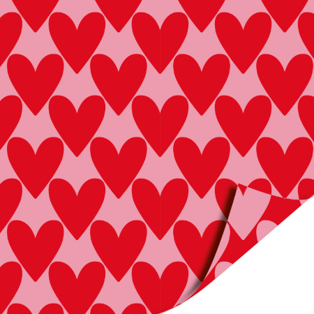 Afbeeldingen van KP® Cadeaupapier 30cm 100m - Hartjes XL roze/rood