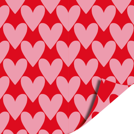Afbeeldingen van Cadeaupapier 40cm 100m - Hartjes XL roze/rood