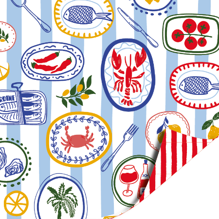 Afbeeldingen van KP® Cadeaupapier 30cm 100m - Seaside Supper