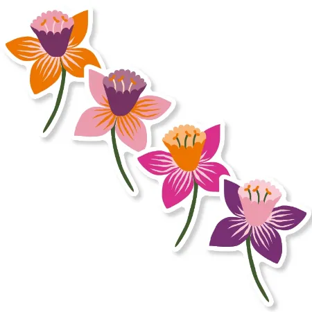 4 soorten bloemen stickers - zomer stickers - wensetiketten