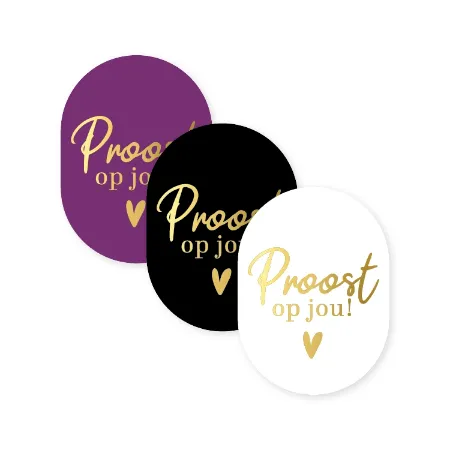 Proost op jou stickers - 3 soorten wensetiketten