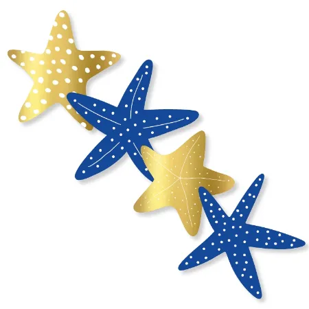 Zee sterren stickers - blauw gouden stickers 4 soorten