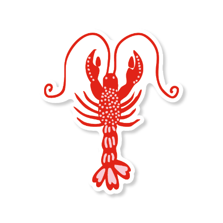 Kreeft sticker - wensetiket in de vorm van een lobster