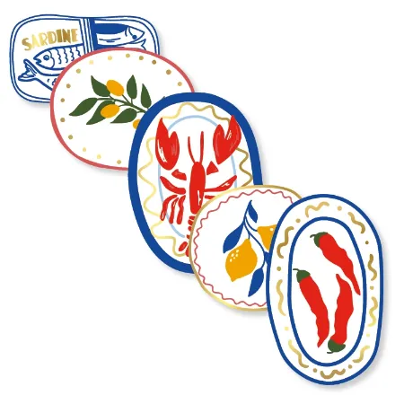 Seaside Supper stickers - Zomerse stickers 5 soorten