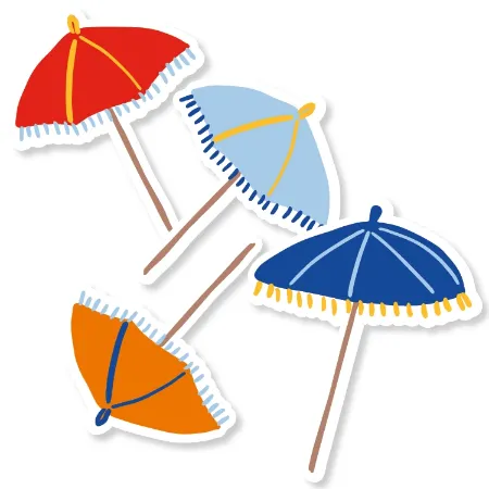 Kleine parasols stickers - 4 soorten wensetiketten 