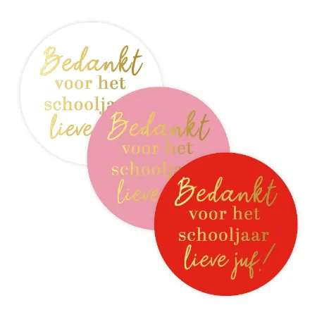 Bedankt voor het schooljaar lieve juf stickers - 3 stickers voor de juf