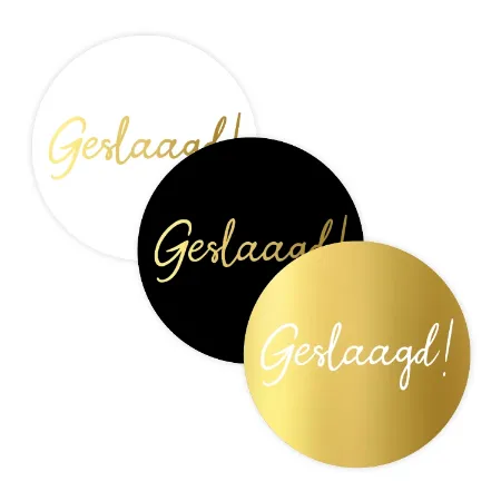 Geslaagd! stickers - 3 soorten wensetiketten