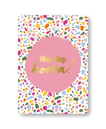 KP® Wenskaarten A6 - Hiep Hiep hoera (roze) - 10 stuks