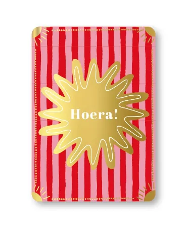 KP® Wenskaarten A6 - Hoera (goud/rood) - 10 stuks