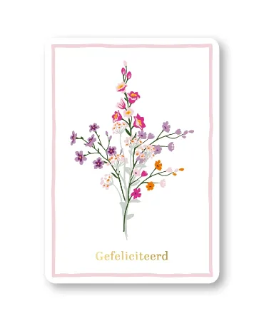 KP® Wenskaarten A6 - Gefeliciteerd (wildflowers) - 10 stuks