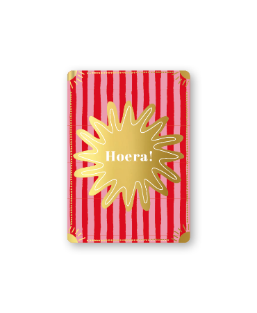 KP® Cadeaukaartjes A7 - Hoera (goud/rood), 25 stuks
