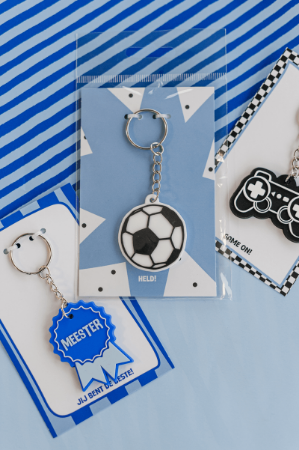 Sleutelhanger medaille in het blauw Meester, jij bent de beste!
