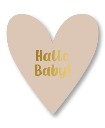 KP® Wenskaarten – Hallo baby (Hartvorm) - 10 stuks